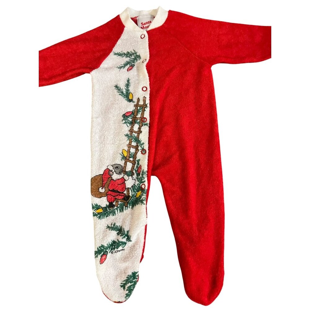 Vintage Santa Mouse Sleep N Play Newborn Used 0–3M Made USA One Piece Unisex